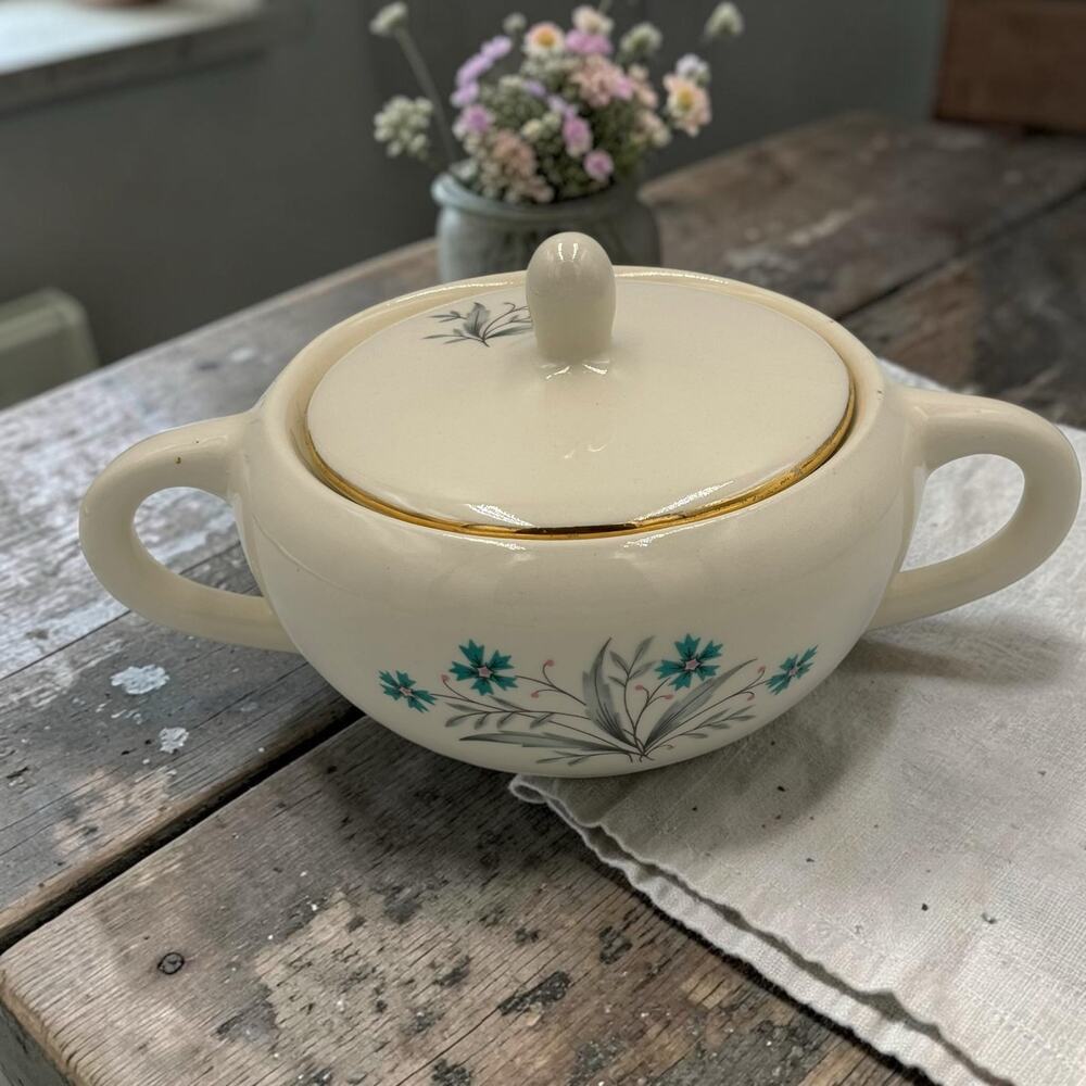 SCIO Vintage 1959 MCM Hampton Floral Collectible Lidded Sugar Dish
